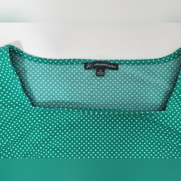 Adrianna Papell Green Polka Dot Print Shirt - Picture 5 of 6